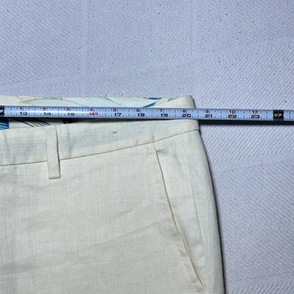 Tommy Bahama Mahalo Bay Pants Mens 38x32 Linen Blend Herringbone Creme Yellow